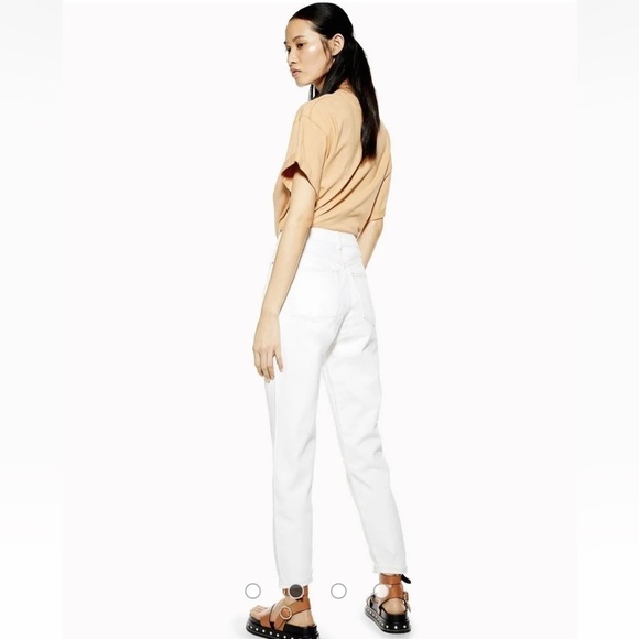Topshop Ivory White Mom Straight Denim High Rise Jeans Size 32 - Picture 2 of 7